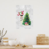 Joy Typography | Kerst Llama met boom Poster (Keuken)