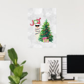 Joy Typography | Kerst Llama met boom Poster (Thuiskantoor)