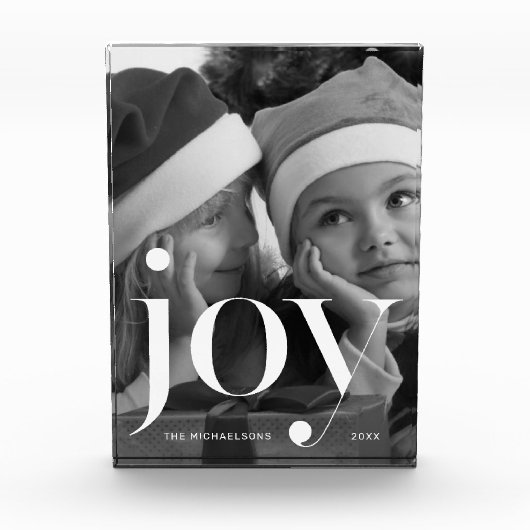 Joy Typography met naam en jaar fotoblok (Voorkant)