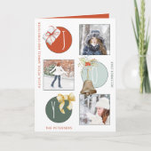 JOY Typography Moderne Kerstmis 4 Photo Collage Feestdagen Kaart (Voorkant)