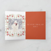 JOY Typography Moderne Kerstmis 4 Photo Collage Feestdagen Kaart (Binnen)