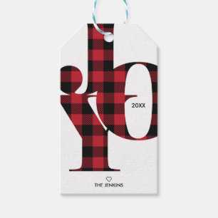 Joy Typography Red Buffalo Play Holiday Cadeaulabel