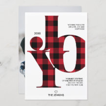 Joy Typography Red Buffalo Pset Photo Holiday