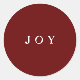 JOY Typography Red Simple Modern Holiday Ronde Sticker