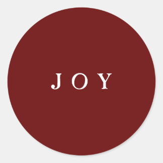 JOY Typography Red Simple Modern Holiday Ronde Sticker