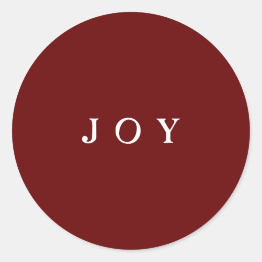 JOY Typography Red Simple Modern Holiday Ronde Sticker (Voorkant)