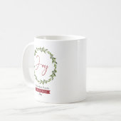 Joy Typography Script Christmas Wreath Holiday Koffiemok (Voorkant links)