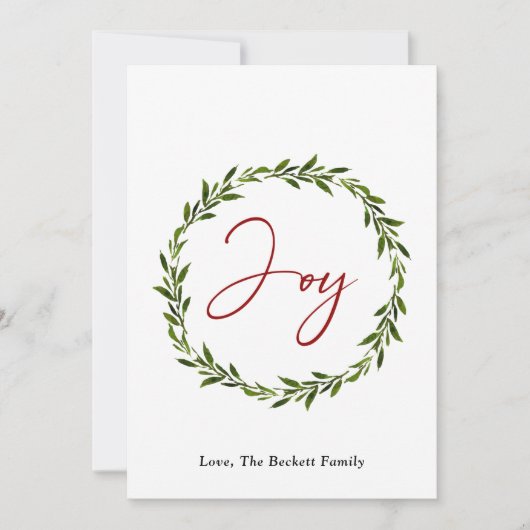 Joy Typography Script Wreate 3-fotokerstmis Feestdagenkaart (Voorkant)