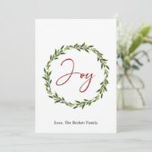Joy Typography Script Wreate 3-fotokerstmis Feestdagenkaart (Staand voorkant)