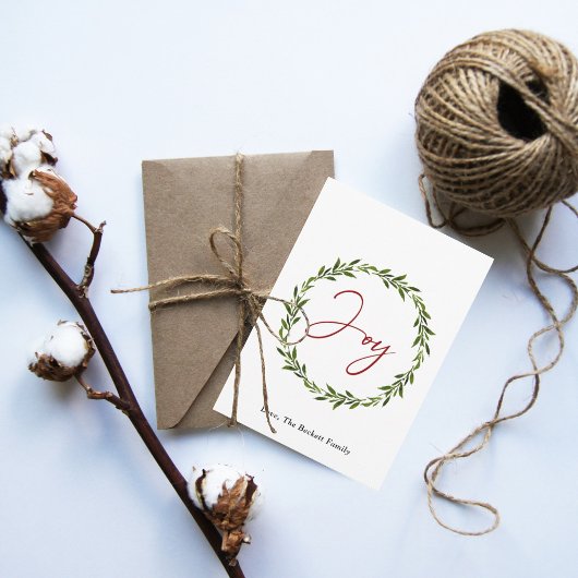 Joy Typography Script Wreate 3-fotokerstmis Feestdagenkaart