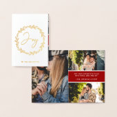 Joy Typography Script Wreate 3-fotokerstmis Folie Kaarten (Display)