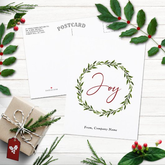 Joy Typography Script Wreated Corporate Kerstmis Feestdagenkaart