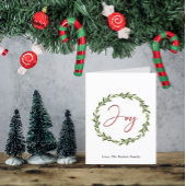 Joy Typography Script WreatPhoto Kerstmis Feestdagen Kaart