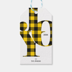 Joy Typography Yellow Buffalo Play Holiday Cadeaulabel