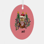 Joy Uil Kerstmis Metalen Ornament (Voorkant Rechts)