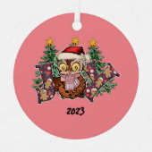 Joy Uil Kerstmis Metalen Ornament (Voorkant)