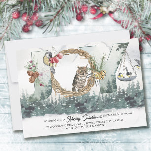 Joy uit New Home Woodland Forest Natuur Moving Aankondiging