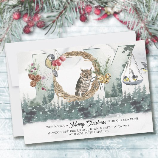 Joy uit New Home Woodland Forest Natuur Moving Aankondiging