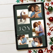 Joy vijf foto-collage moderne groene kerst feestdagenkaart