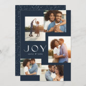 Joy vijf foto-collage moderne marinekerst feestdagenkaart (Voorkant / Achterkant)