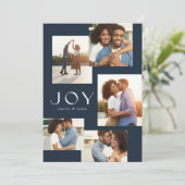 Joy vijf foto-collage moderne marinekerst feestdagenkaart (Staand voorkant)
