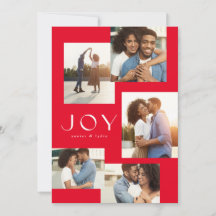 Joy vijf foto's collage moderne rode kerst
