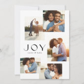 Joy vijf foto's collage zwart-wit kerstmis feestdagenkaart (Voorkant)