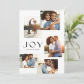 Joy vijf foto's collage zwart-wit kerstmis feestdagenkaart (Staand voorkant)