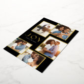 Joy vijf foto's met gouden lijsten Kerstmis Folie Feestdagenkaart (Gedraaid)