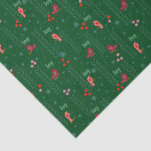 Joy vogels Kerst groen Tissuepapier (Detail)