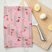 Joy vogels Kerstmis - roze Theedoek (Quarter Fold)