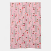 Joy vogels Kerstmis - roze Theedoek (Verticaal)