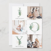 JOY Watercolor Bloemen Plat Kerstkaart (Voorkant)