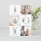 JOY Watercolor Bloemen Plat Kerstkaart (Staand voorkant)