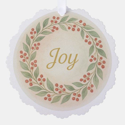 “Joy” Watercolor Christmas Ornament (Voorkant)