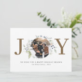 Joy Watercolor Krans Cirkel Foto Feestdagenkaart (Staand voorkant)