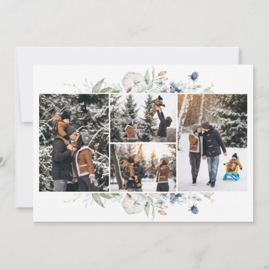 Joy Watercolor Krans Cirkel Foto Feestdagenkaart (Achterkant)