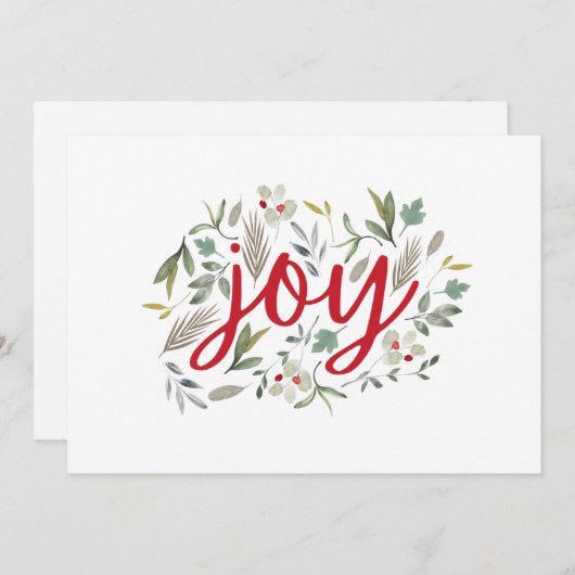 Joy Waterverf Bloemen Rood Script Vakantie Kaart (Voorkant / Achterkant)