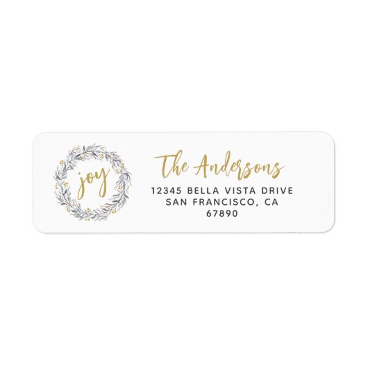 Joy Waterverf Botanische krans retouradres Etiket (Voorkant)