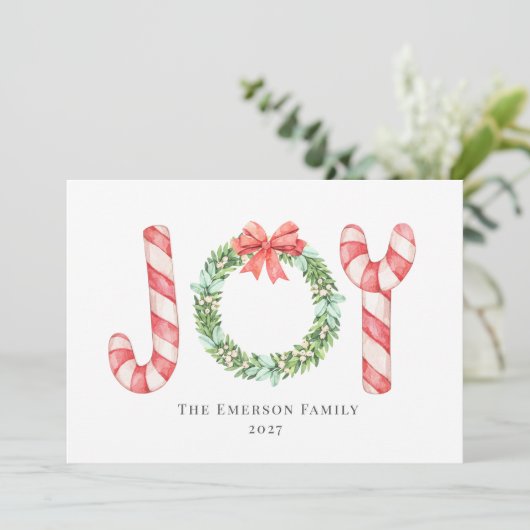 Joy Waterverf Candy Canes en Wreath Greenery (Staand voorkant)