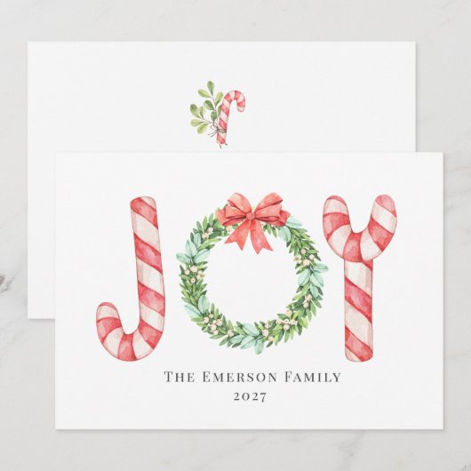 Joy Waterverf Candy Canes en Wreath Greenery (Voorkant / Achterkant)