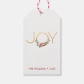 Joy Waterverf Floral met Gold | Kerstmis Cadeaulabel (Voorkant)