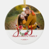 JOY Waterverf Kerst Krans Foto Keramisch Ornament (Voorkant)