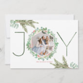 JOY Waterverf Kerstfeest Foliage Wreatfoto Feestdagenkaart (Voorkant)