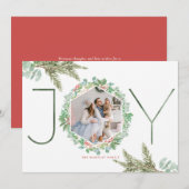 JOY Waterverf Kerstfeest Foliage Wreatfoto Feestdagenkaart (Voorkant / Achterkant)