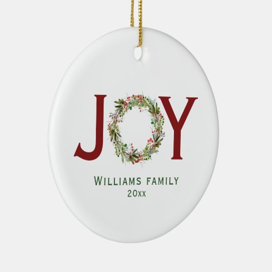 Joy Waterverf Kerstmis — Familienaam Keramisch Ornament (Rechts)