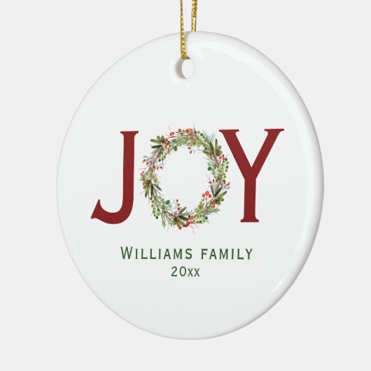 Joy Waterverf Kerstmis — Familienaam Keramisch Ornament (Links)