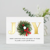 JOY Waterverf kerstmis Wreated Gold Folie Feestdagenkaart (Staand Voorkant)