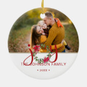 JOY Waterverf Kerstmis Wreatfoto Keramisch Ornament (Achterkant)