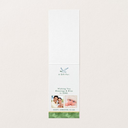 JOY Waterverf Monogram Folded Photo Gift Labels Kaart (Binnenkant ongevouwen)